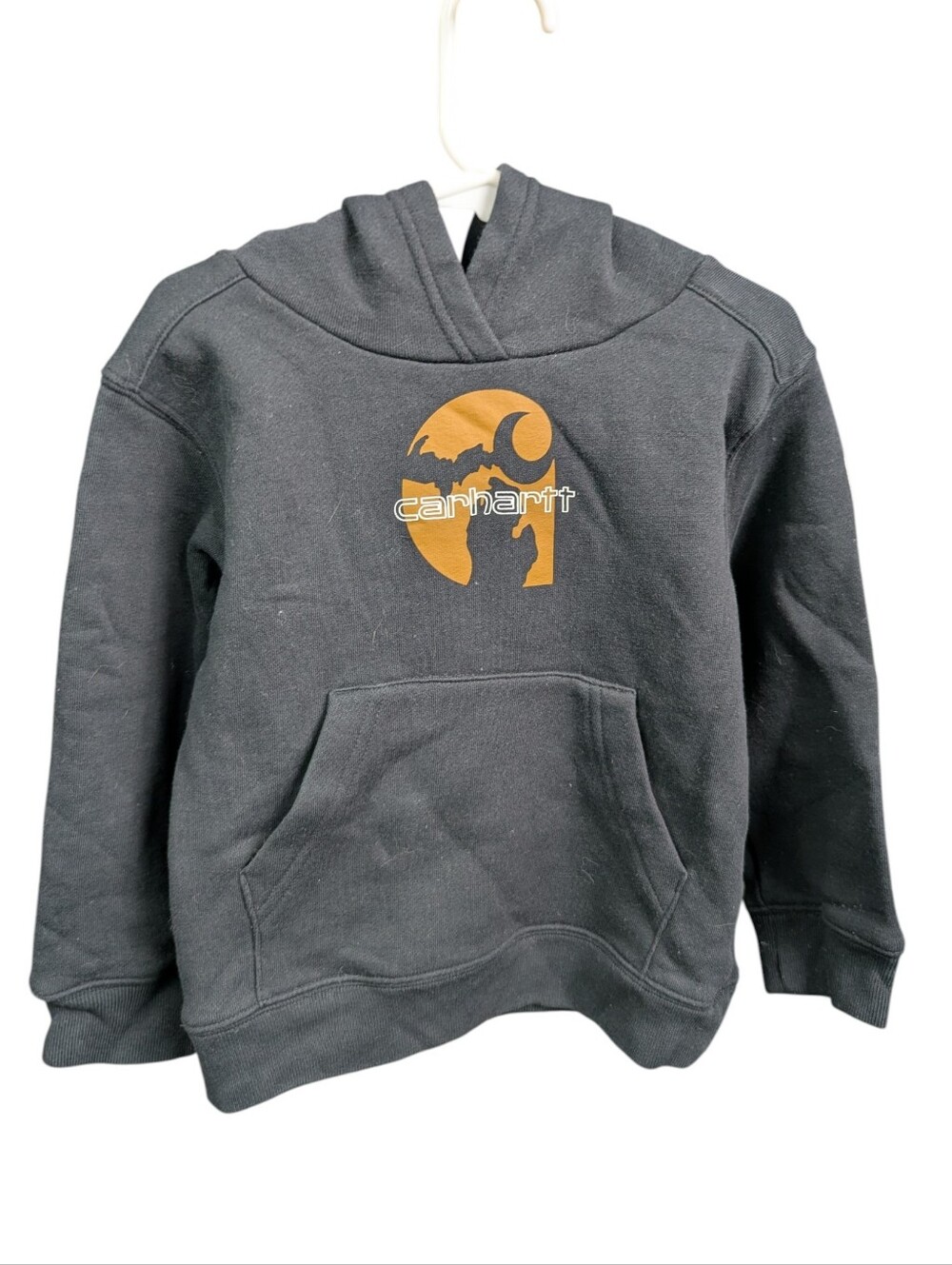 Carhartt Kids Black Pullover Hoodie with Logo Graphic Sz 4T